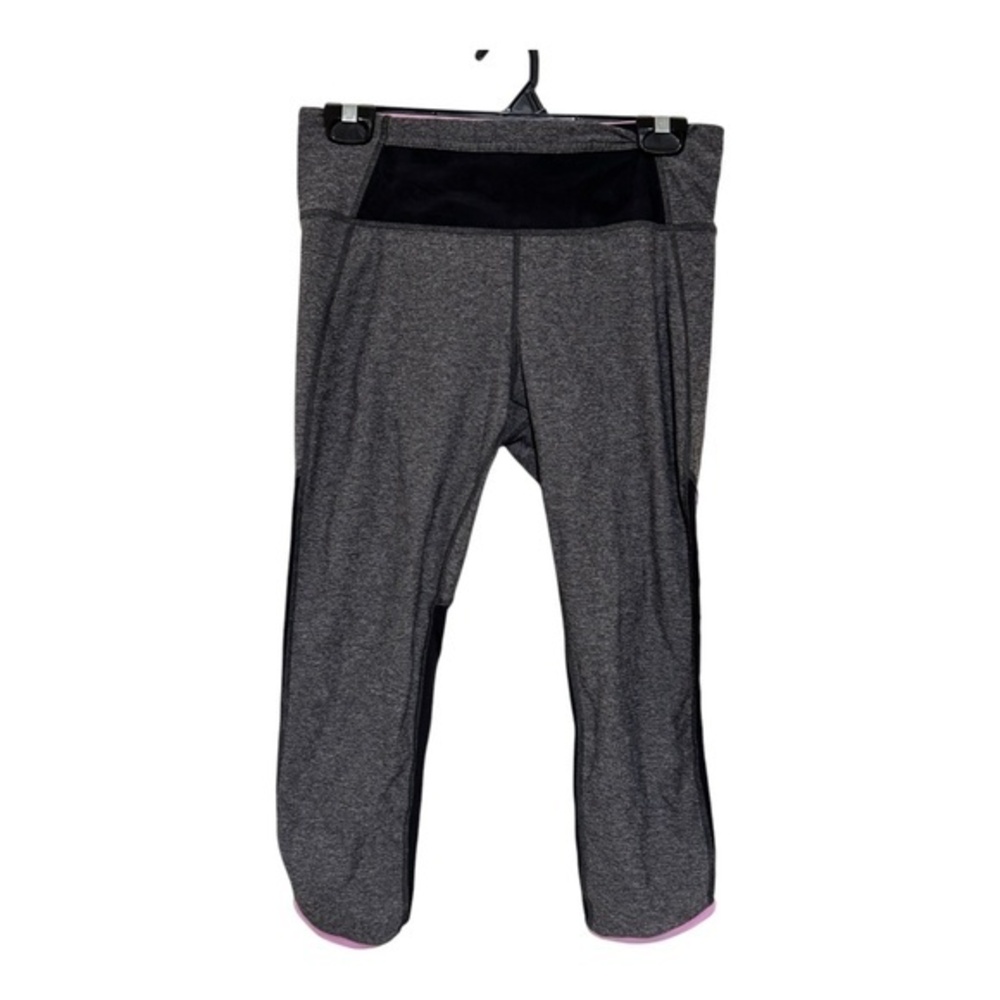 Lululemon Womens Capri Leggings Size 8 Gray Pink Yoga Athletic High Rise Athleti